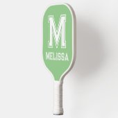 Wit en Sage Minimalistisch Modern Monogram Pickleball Paddle (Links)