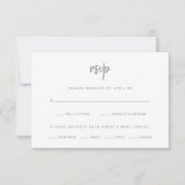 Wit en Sage Modern Script | Bruiloft Maaltijd Keuz RSVP Kaartje (Voorkant)