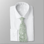 Wit en salie groen bloemig paisley patroon stropdas<br><div class="desc">Elegant wit  bloemendamast patroon over de salie groen veranderlijke achtergrondkleur. Verstelbare grootte van de afdruk en achtergrondkleur.</div>