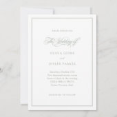 Wit en salie | Italiaanse Elegantie Fotobruiloft Kaart (Achterkant)