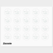 Wit en Saliegroen met Monogram | Trouwen Ronde Sticker (Vel)