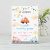 Wit en Sinaasappel illustratief autospeelgoed Kaart (Staand voorkant)