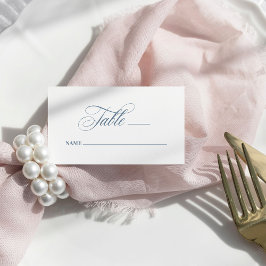 Wit en Stofblauw | Klassieke Luxe Trouwkaart Plaatskaartje