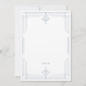 Wit en Stofblauw | Tijdloze Formele Bruiloft Kaart (Achterkant)