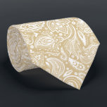 Wit en Tan Bloemen Paisley Patroon Stropdas<br><div class="desc">Elegant wit  bloemendamast patroon over de tan veranderlijke achtergrondkleur. Verstelbare grootte van de afdruk en achtergrondkleur.</div>