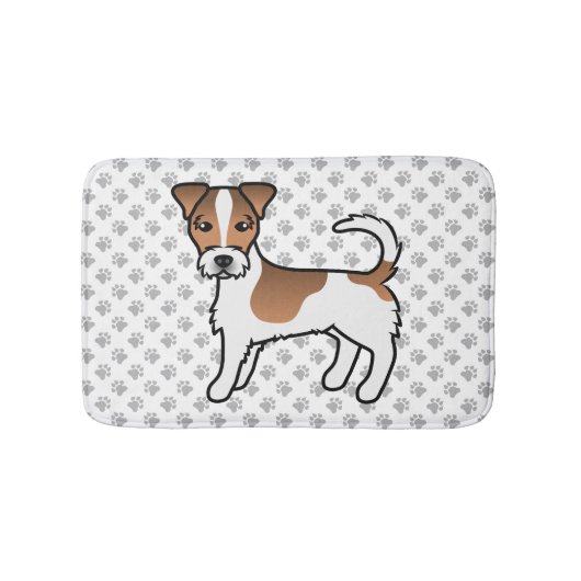 Wit- en Tanharige Jack Russell Terrier-hond met ru Badmat (Voorkant)