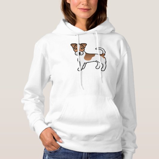 Wit- en Tanjas Rough Coat Jack Russell Terrier-hon Hoodie (Voorkant)