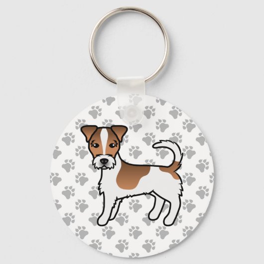 Wit- en Tanjas Rough Coat Jack Russell Terrier-hon Sleutelhanger (Voorkant)