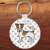 Wit- en Tanjas Rough Coat Jack Russell Terrier-hon Sleutelhanger (Voorkant)