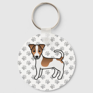 Wit- en Tanjer Gladharige Jack Russell Terrier Hon Sleutelhanger