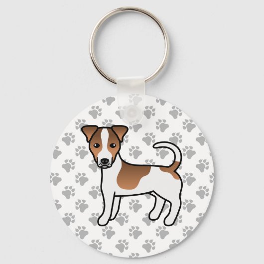 Wit- en Tanjer Gladharige Jack Russell Terrier Hon Sleutelhanger (Voorkant)