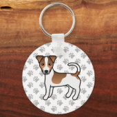 Wit- en Tanjer Gladharige Jack Russell Terrier Hon Sleutelhanger (Voorkant)