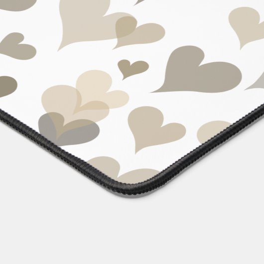 Wit en taupe hartenpatroon Elegant meisjesachtig l Bureaumat (Hoek)