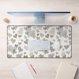 Wit en taupe hartenpatroon Elegant meisjesachtig l Bureaumat