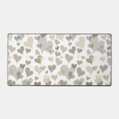 Wit en taupe hartenpatroon Elegant meisjesachtig l Bureaumat (Voorkant)