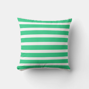 Wit en teal aqua blauw groen:Gestreept Kussen