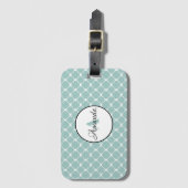 wit en turquoise , geometrisch , gepersonaliseerd bagagelabel (Voorkant (verticaal))