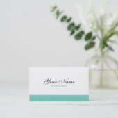 Wit en Turquoise Minimalistisch Visitekaartje (Staand voorkant)