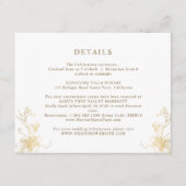 Wit en verguld blad chic trouwdetails informatiekaartje (Voorkant)