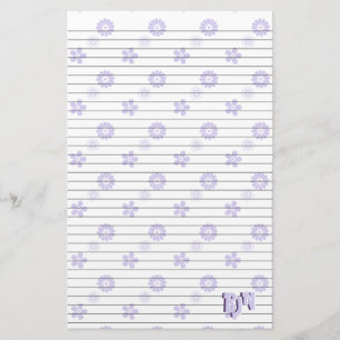 Wit en Violet Bloemen Papier Monogram