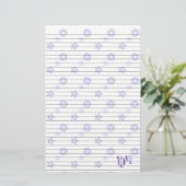 Wit en Violet Bloemen Papier Monogram (Staand voorkant)