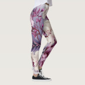 Wit en Violet Orchideeën Patroon Leggings (Rechts)