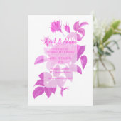 Wit en warm roze Floral Roos Weddenschap Kaart (Staand voorkant)