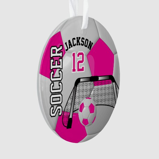 Wit en warm roze ⚽ Voetbal Ornament (voorkant)