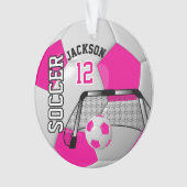 Wit en warm roze ⚽ Voetbal Ornament (voorkant)
