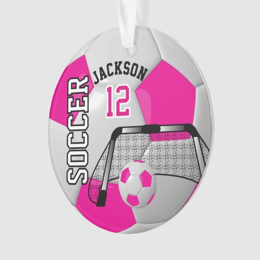 Wit en warm roze ⚽ Voetbal Ornament (voorkant)