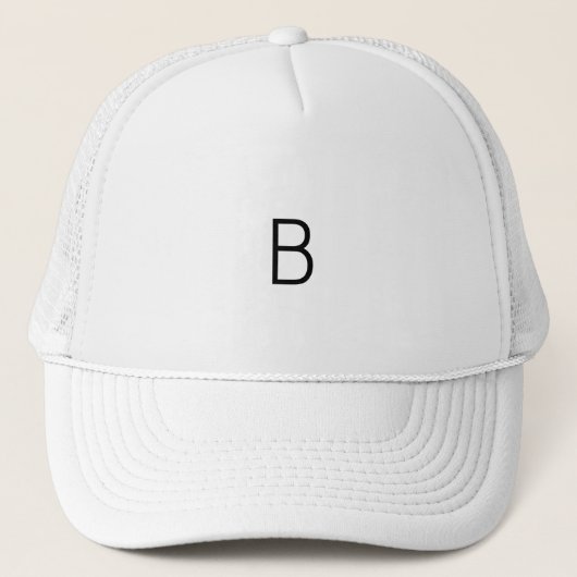 Wit en Wit Kleurendouane B Monogram of Initiaal Trucker Pet (Voorkant)