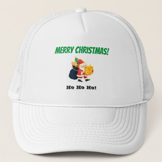 Wit en Wit Vrolijk Kerstmis Magic-Pet Top Trucker Pet (Voorkant)