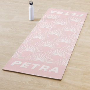 Wit en zacht roze art-deco patroon yogamat