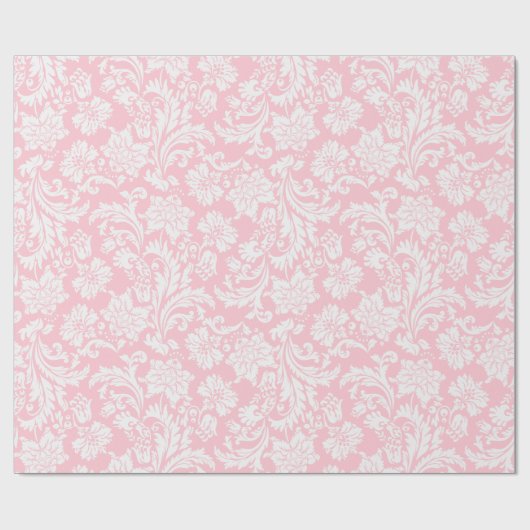 Wit en zacht roze bloemmoeraspatroon cadeaupapier (Vlak)