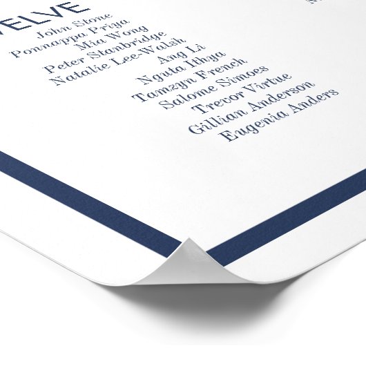 Wit en zeemacht Moderne minimale bruiloft Poster (Hoek)