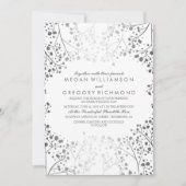 Wit en Zilver Baby's Breath Bruiloft Kaart (Voorkant)