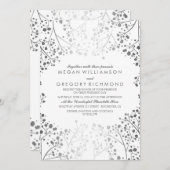 Wit en Zilver Baby's Breath Bruiloft Kaart (Voorkant / Achterkant)