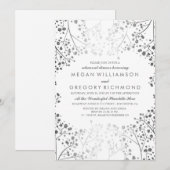 Wit en Zilver Baby's Breath Repetitie Diner Kaart (Voorkant / Achterkant)