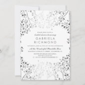 Wit en Zilver Baby's Breath Vrijgezellenfeest Kaart (Voorkant)