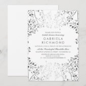 Wit en Zilver Baby's Breath Vrijgezellenfeest Kaart (Voorkant / Achterkant)