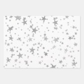 Wit en Zilver Celestial Star Wrapping Papier Inpakpapier Vel (Voorkant 3)