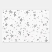 Wit en Zilver Celestial Star Wrapping Papier Inpakpapier Vel (Voorkant)