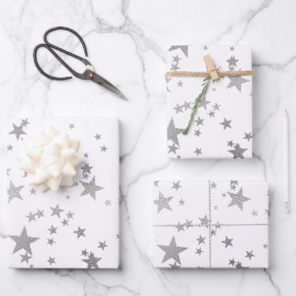 Wit en Zilver Celestial Star Wrapping Papier Inpakpapier Vel
