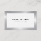 Wit en zilver eenvoudig visitekaartje (Voorkant)