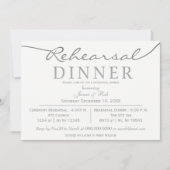 Wit en zilver Elegant Script Rehearsal Dinner Kaart (Voorkant)