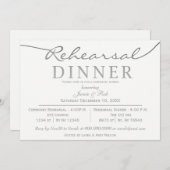 Wit en zilver Elegant Script Rehearsal Dinner Kaart (Voorkant / Achterkant)