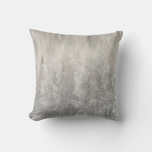 Wit en Zilver Folie Kerst Kussen (Voorkant)