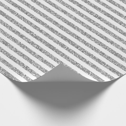 Wit en zilver Glitter Line Art Patroon Cadeaupapier (Hoek)