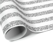 Wit en zilver Glitter Line Art Patroon Cadeaupapier (Rol Hoek)