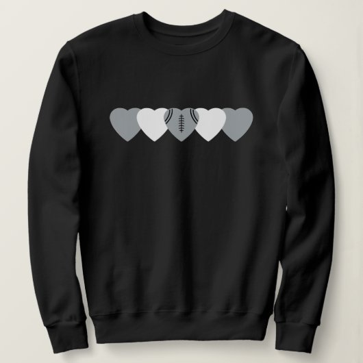 Wit en Zilver Hart Voetbal Donker Trui (Design voorkant)